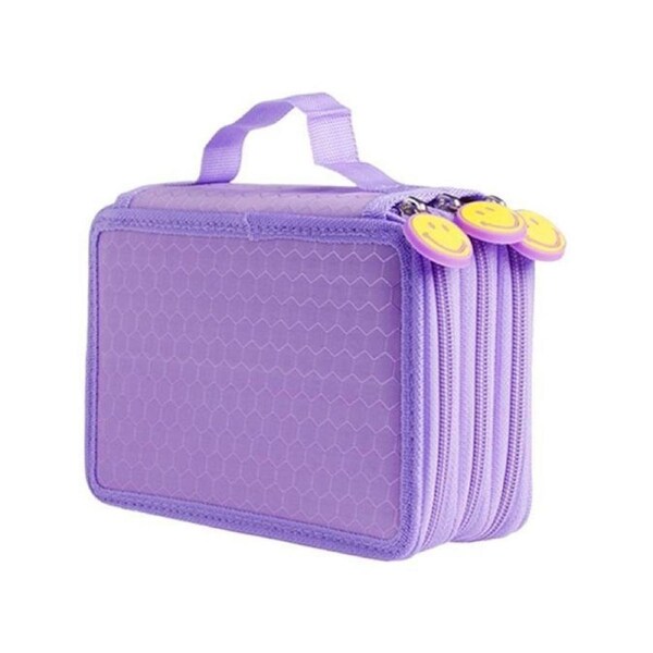 JOYBUY 3 Layer 52 Holes Zipper Pen Case Purple