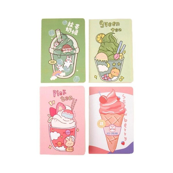 JOYBUY 4Pcs A5 Cartoon Pattern Notebooks