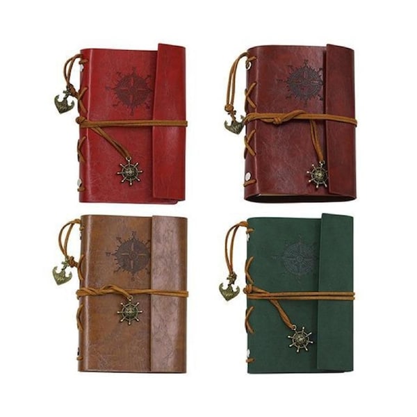 JOYBUY Retro Anchor Faux Leather Notebook-Wine Red
