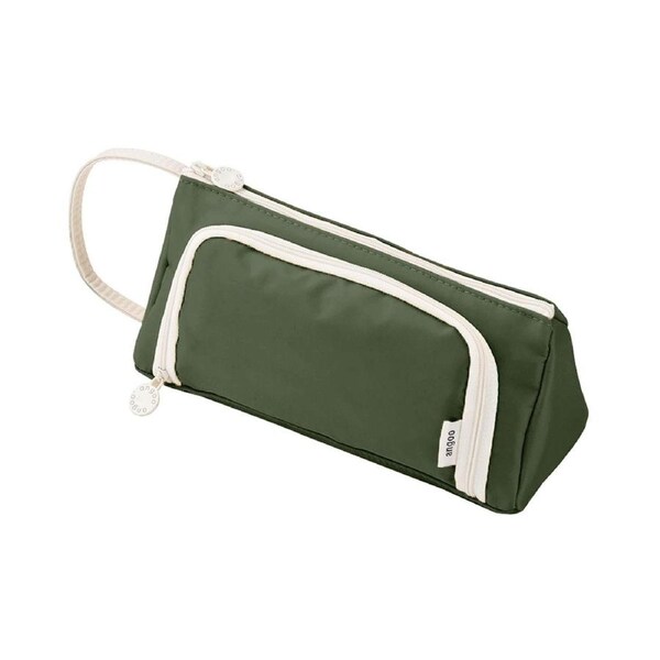 JOYBUY Pencil Case with Handle Smooth Zipper Polyester Compartment Design Stationery Storage Bag School Supplies -Dark Green
