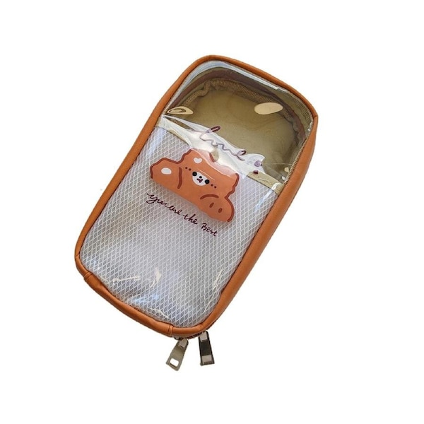 JOYBUY Transparent PVC Pencil Pouch-Brown