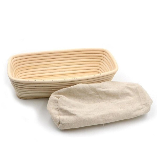Brunswick Bakers Rectangle Rattan 32cm Bread Banneton w/ Lining Bread Basket