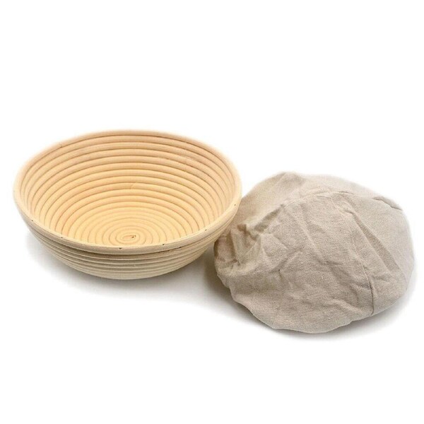 Brunswick Bakers Round Rattan 25cm Bread Banneton w/ Lining Sourdough Basket