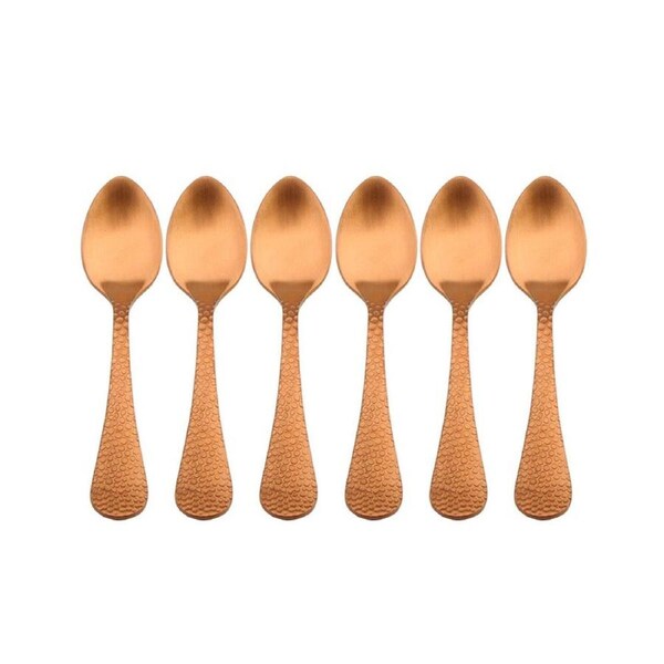 6pc Coffee Culture Satin Copper Stainless Steel Coffee Stir Spoon Set 11cm