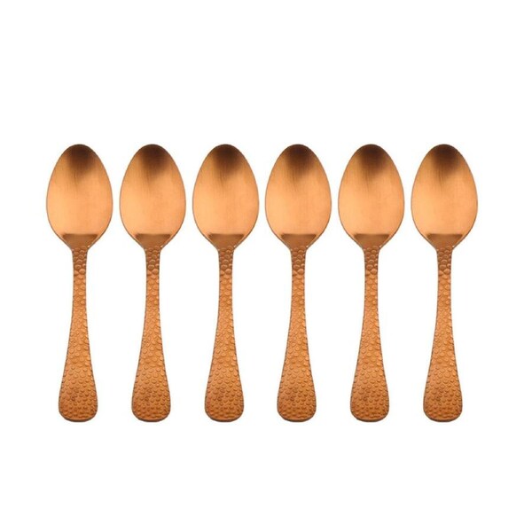 6pc Coffee Culture Satin Copper Stainless Steel Tea Spoon Set Reusable 13.5cm