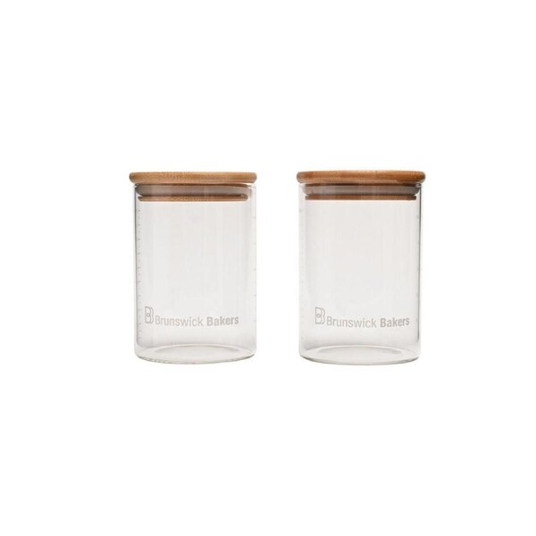 2pc Brunswick Bakers 500ml Glass Starter Storage Jar w/ Bamboo Lid Set Clear