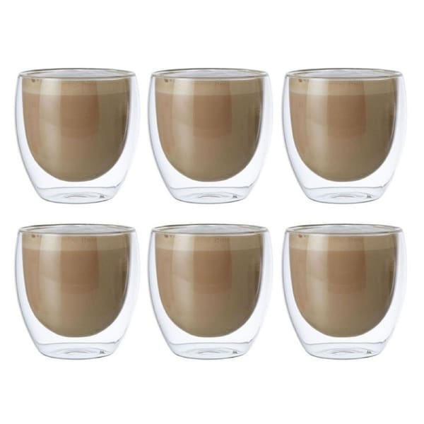 6pc Coffee Culture Java 250ml Double Wall Hot Beverage Coffee/Tea Glass Clear