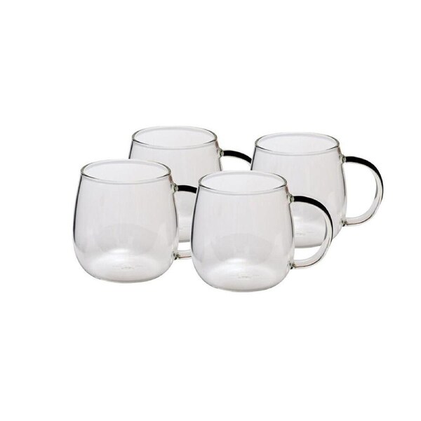 4pc Coffee Culture Arlo 400ml Glass Single Wall Hot/Cold Drink Mug Set Clear