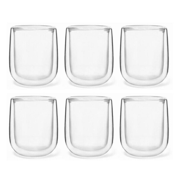 6pc Coffee Culture Crema 350ml Double Wall Beverage Coffee/Tea Cup Clear