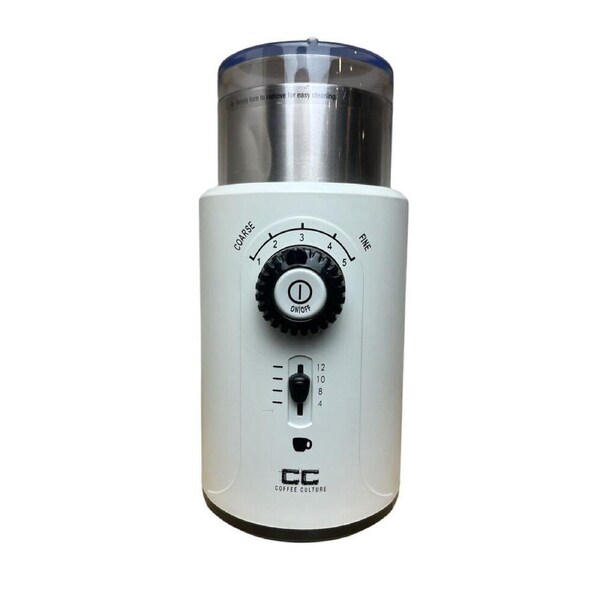 Coffee Culture 12-Cups Stainless Steel Electric Coffee Grinder/Mill White