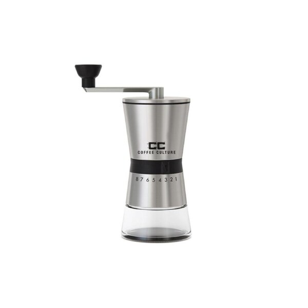 Coffee Culture Premium Stainless Steel Hand Burr Manual Coffee Grinder Silver