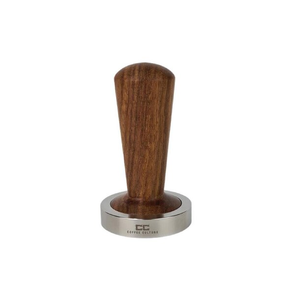 Coffee Culture Stainless Steel Burmese Rosewood Coffee Tamper Flat Base 53mm