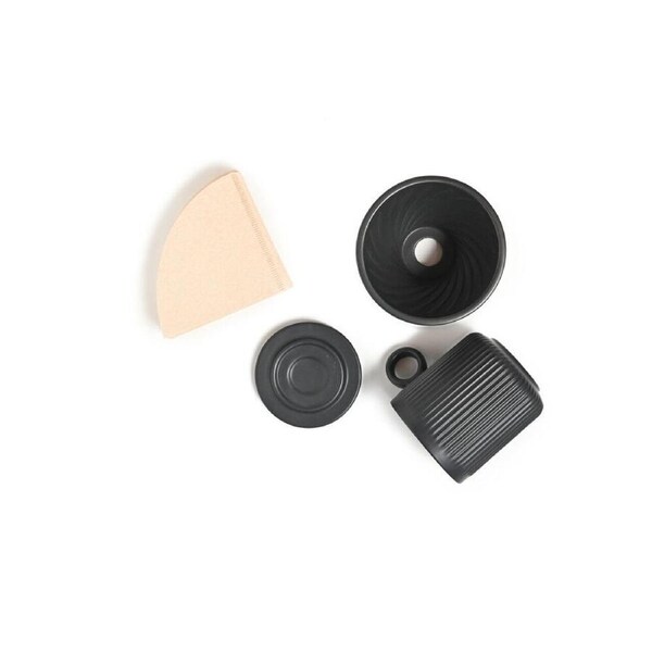 Coffee Culture 320ml Ceramic Coffee Pour Over Mug/Dripper w/ Filter Set Black