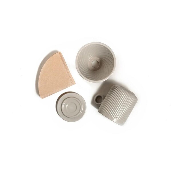 Coffee Culture 320ml Ceramic Coffee Pour Over Mug/Dripper w/ Filter Set Grey