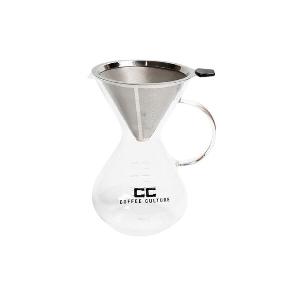 Coffee Culture Pour Over 600ml Glass Coffee Maker Drip Jug w/ Filter Clear