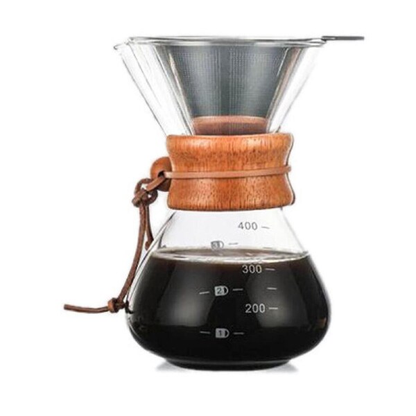 Coffee Culture Pour Over 400ml Glass Coffee Maker Drip Jug w/ Filter Clear