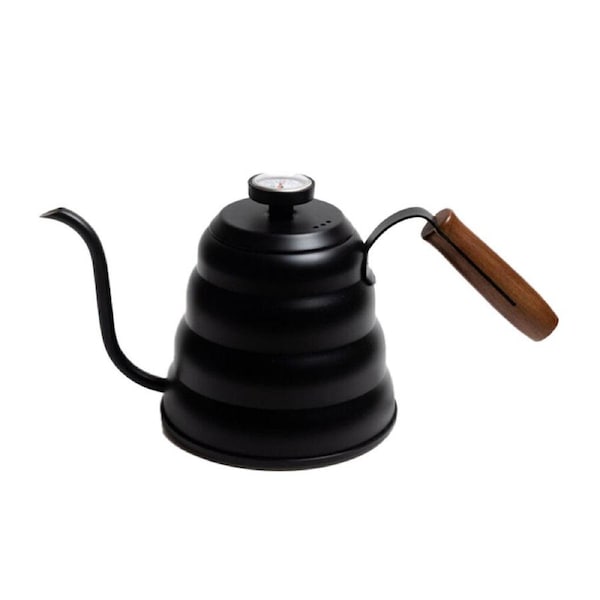 Coffee Culture Stainless Steel 1.2L Goose Neck Kettle w/ Thermometer Black