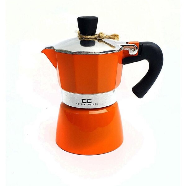 Coffee Culture Aluminium 1-Cup Espresso Stovetop Coffee Maker Brew Pot Orange