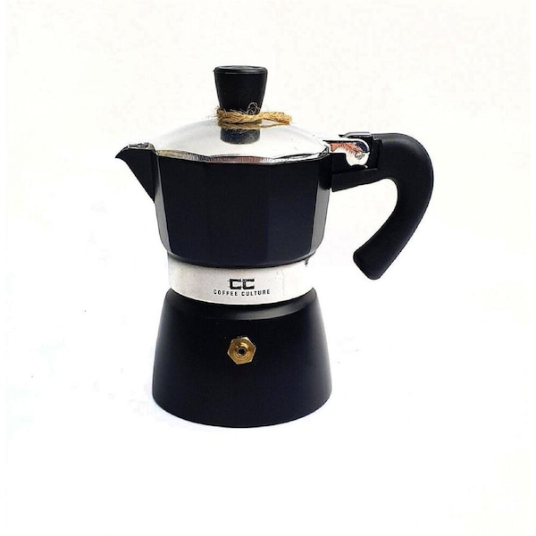 Coffee Culture Aluminium 1-Cup Espresso Stovetop Coffee Maker Brew Pot Black