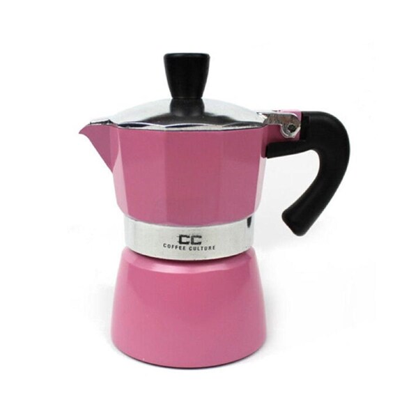 Coffee Culture Aluminium 1-Cup Espresso Stovetop Coffee Maker Brew Pot Pink