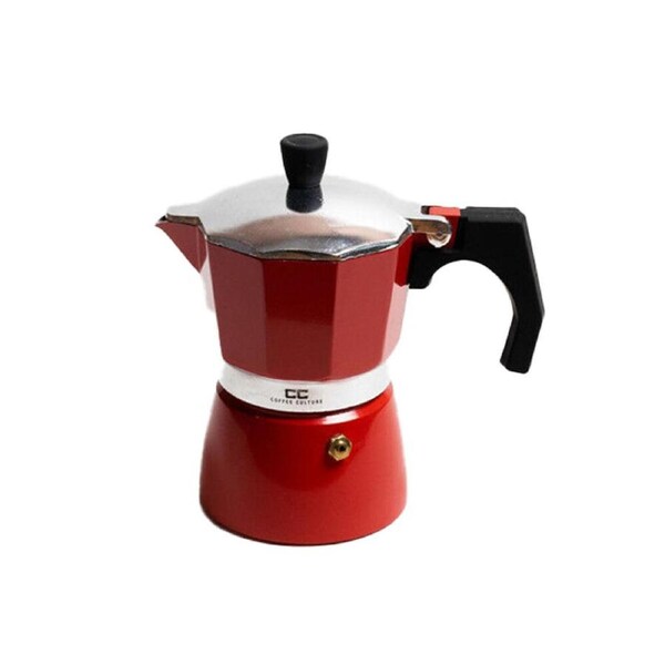 Coffee Culture Aluminium 3-Cup Espresso Stovetop Coffee Maker Brew Pot Red