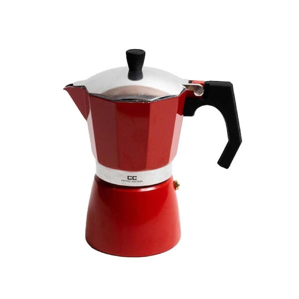 Coffee Culture Aluminium 6-Cup Espresso Stovetop Coffee Maker Brew Pot Red
