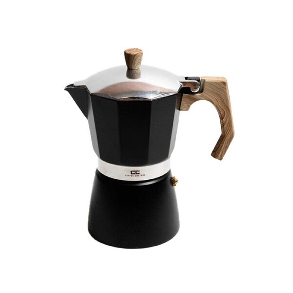Coffee Culture Aluminium 6-Cup Espresso Stovetop Coffee Maker Brew Pot Black