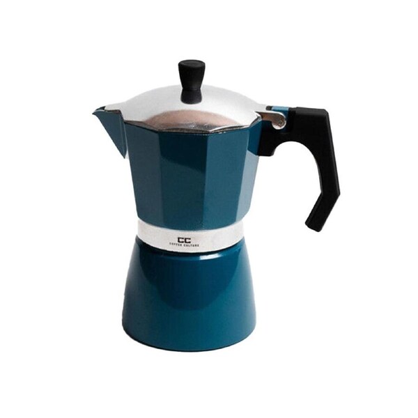 Coffee Culture Aluminium 6-Cup Espresso Stovetop Coffee Maker Brew Pot Blue