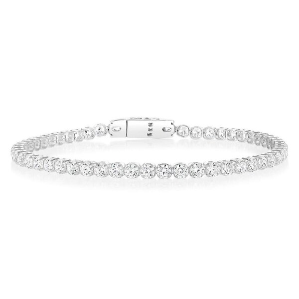 Sterling Silver White Zirconia 19cm Tennis Bracelet