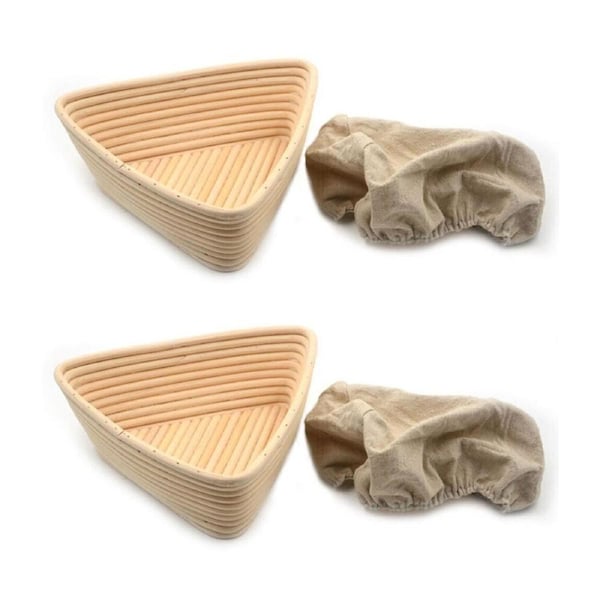 2PK Brunswick Bakers Triangle Rattan 23cm Bread Banneton w/ Lining Bread Basket