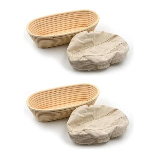 2PK Brunswick Bakers Oval Rattan 25cm Bread Banneton w/ Lining Sourdough Basket