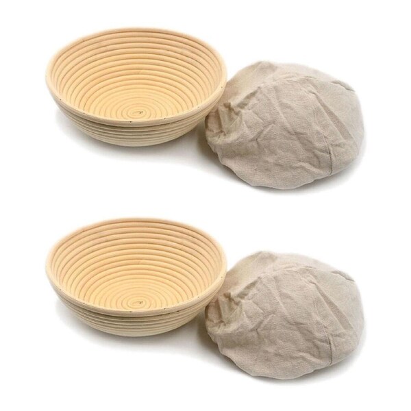 2PK Brunswick Bakers Round Rattan 20cm Bread Banneton w/ Lining Sourdough Basket