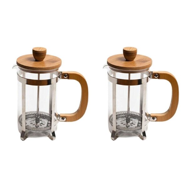 2PK Coffee Culture Bamboo/Glass French Travel Tea/Coffee 350ml Press/Plunger