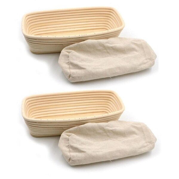 2PK Brunswick Bakers Rectangular Rattan 30cm Banneton w/ Lining Sourdough Basket
