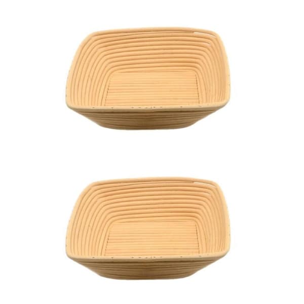 2PK Brunswick Bakers Square Rattan 25cm Bread Banneton Basket Sourdough Basket