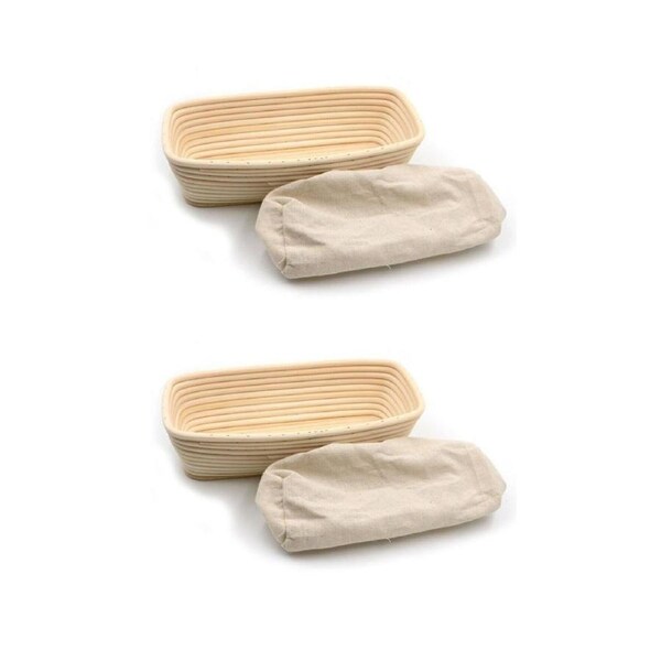 2PK Brunswick Bakers Rectangle Rattan 32cm Bread Banneton w/ Lining Bread Basket