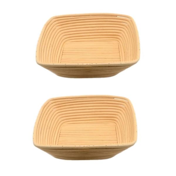 2PK Brunswick Bakers Square Rattan 20cm Bread Banneton Basket Sourdough Basket