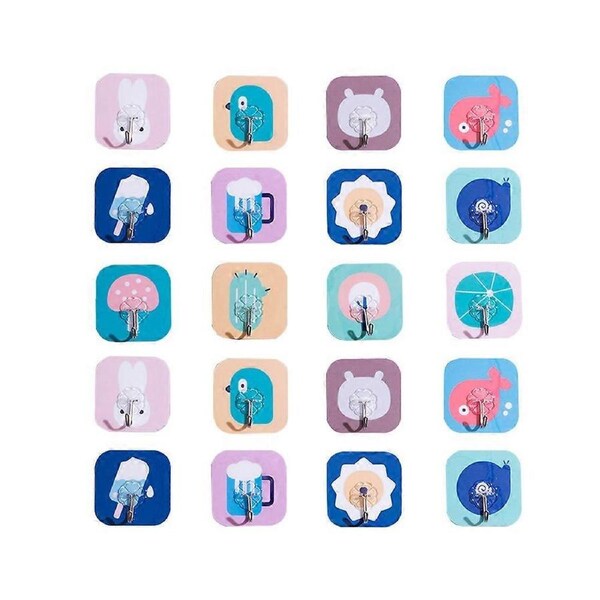 20 PCS Plastic Hooks Hanging Wall Hook Adhesive Hook Hanger Adhesive Hook Cartoon Hook