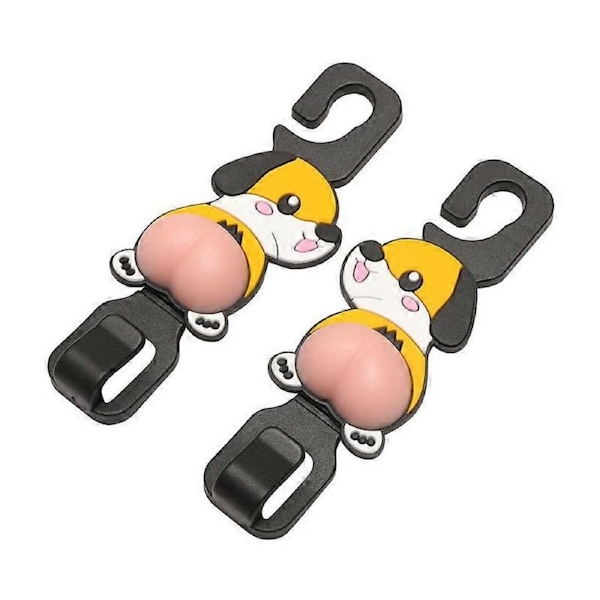 XIANRENGE 2pcs Car Storage Hooks,Car Cartoon Multi-Function Car Hook Personality Pendant Car Interior Seat Back Hook Cartoon Butt Hook (Dog)