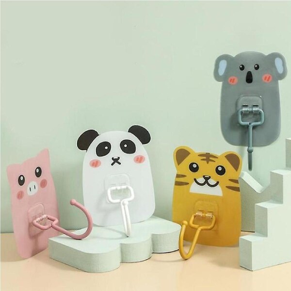 Cartoon Hook Strong Viscose Keychain Wall Hanger Cute Punch-free Hook Hanging Room Decoration