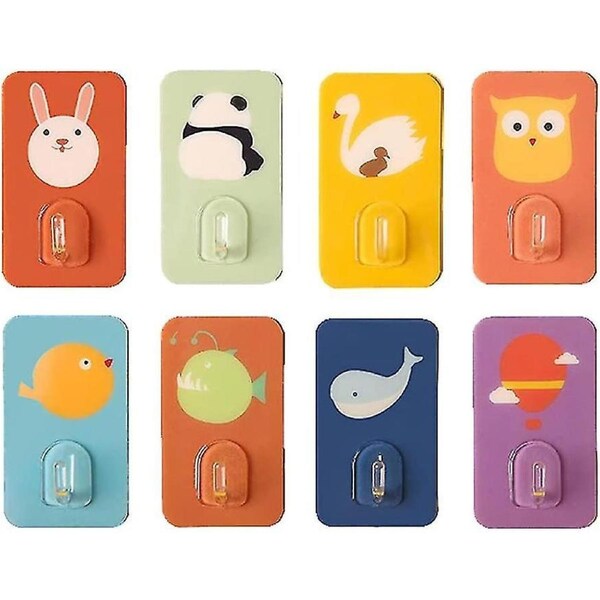 Adhesive Hooks Heavy Duty Wall Hooks Cartoon Seamless Hooks Plastic Self Adhesive Hook (multicolour 8pcs)
