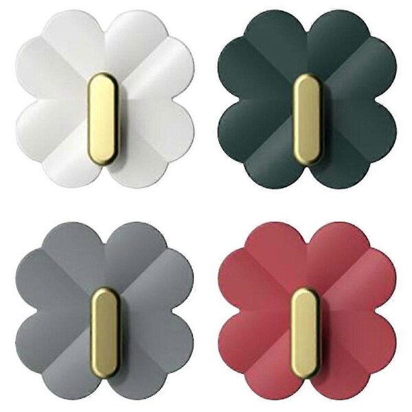 4Pcs Adhesive Wall Hooks Multi-use Plastic Hooks Kitchen Bathroom Wall Hangers Cartoon Hooks