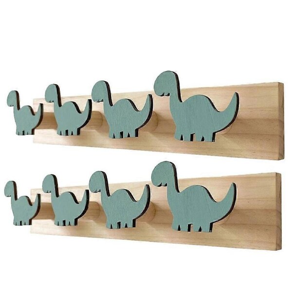 2Pcs Cartoon Dinosaur Coat Racks Wall Mounted Decorative Hooks Coat Hook Wall Hook
