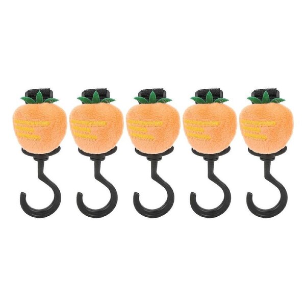 5 Pcs Cute Baby Stroller Hooks Multi Functional 360 Degree Rotating Cartoon Hooks with Hook and Loop Tie for Bike CarCarrot