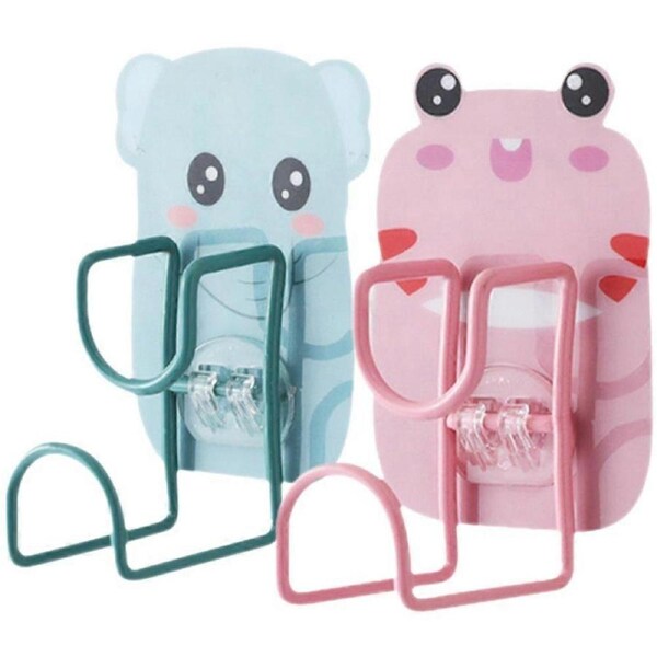 2 pcs Wall Mounted Washbasin Hook Cartoon Animal Wall Hooks Hanging Washbasin Hooks