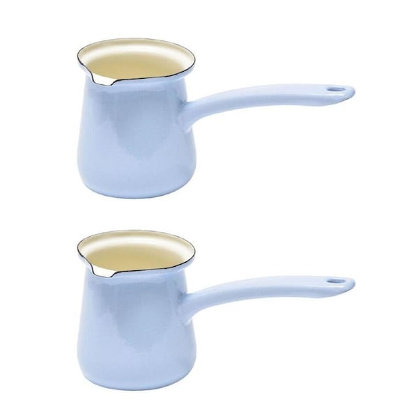 2PK Coffee Culture Enamel 450ml Turkish Coffee Pot Maker Stovetop Brewing Sky