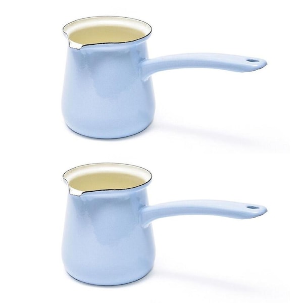 2PK Coffee Culture Enamel 300ml Turkish Coffee Pot Maker Stovetop Brewing Sky