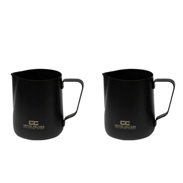 2PK Coffee Culture Stainless Steel 350ml Milk Frothing Jug Container Matte Black