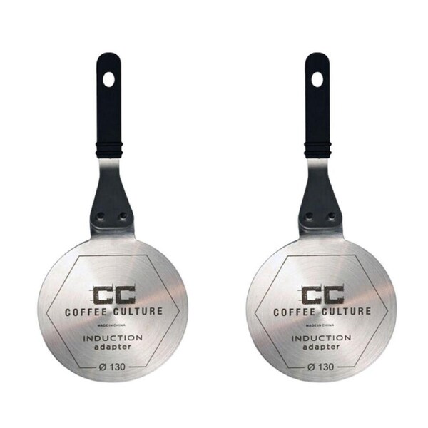 2PK Coffee Culture Stainless Steel Induction Stove Plate For Moka Pot 13cm Black