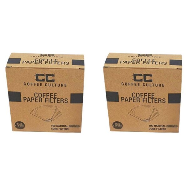 2x 100pc Coffee Culture 2-Cup Coffee Pour Over Brewing Paper Filter Size 1